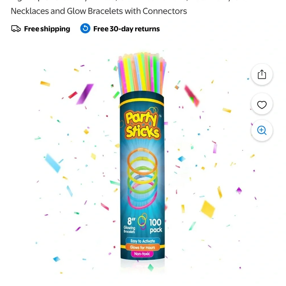 PartySticks Glow Sticks Party Supplies 100pk - 8 Inch Glow in the Dark